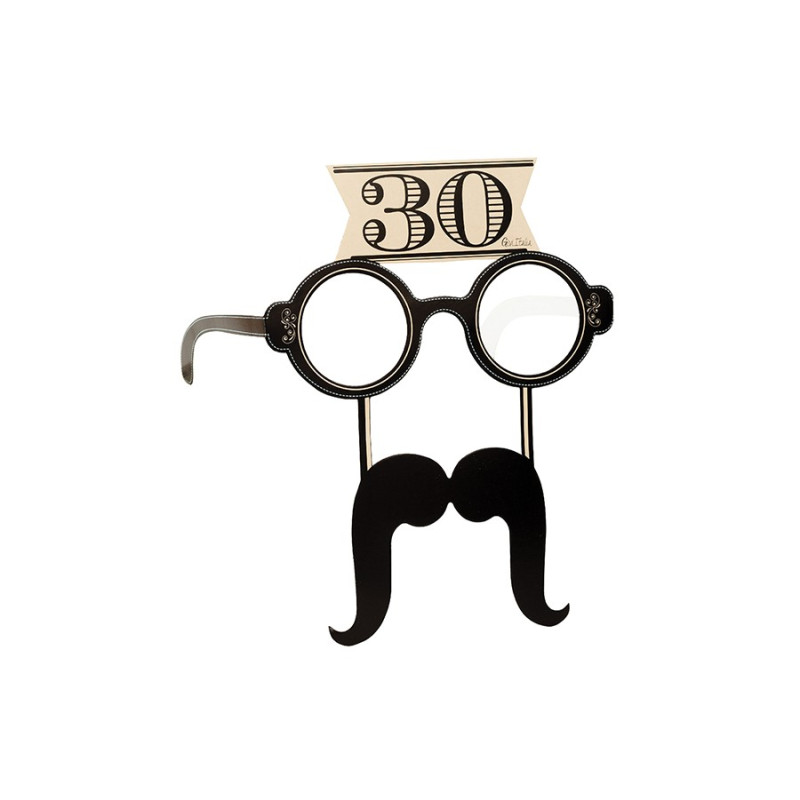 4 Occhiali in Carta 30 ANNI con baffi - idea scherzo gadget per feste compleanno