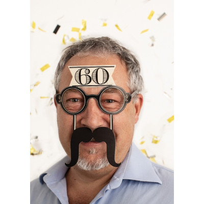 4 Occhiali in Carta 40 ANNI con baffi - idea scherzo gadget per feste compleanno