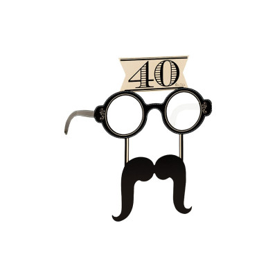 4 Occhiali in Carta 40 ANNI con baffi - idea scherzo gadget per feste compleanno