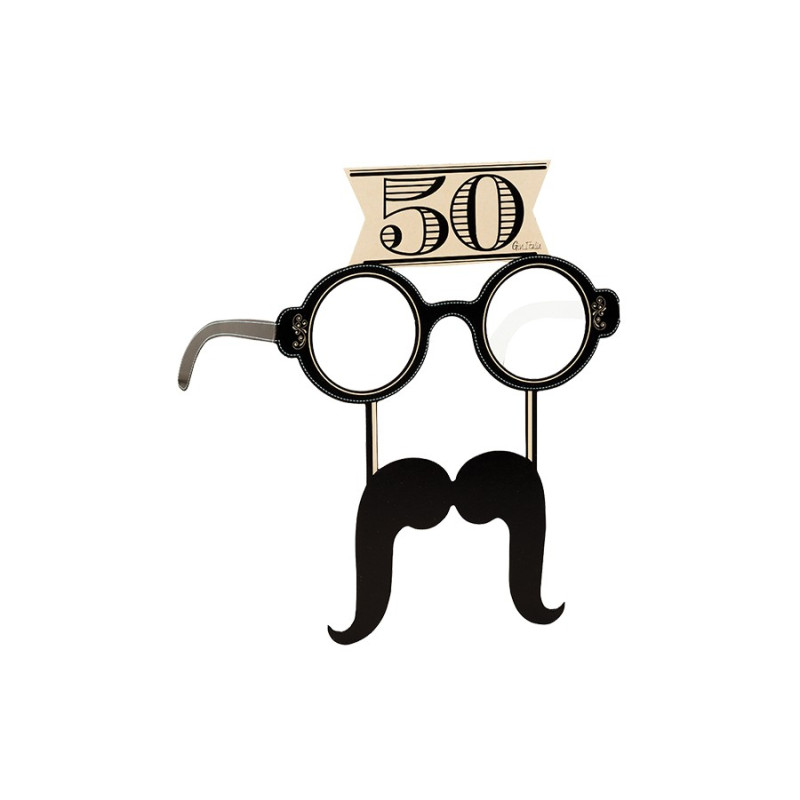 4 Occhiali in Carta 50 ANNI con baffi - idea scherzo gadget per feste compleanno