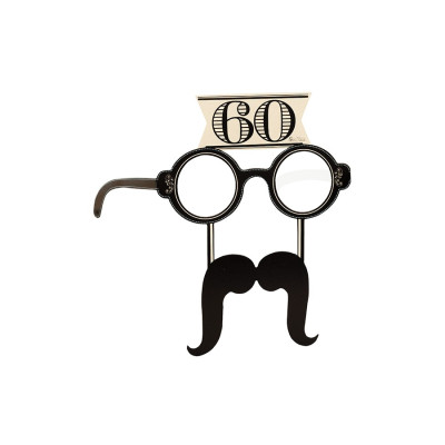 4 Occhiali in Carta 60 ANNI con baffi - idea scherzo gadget per feste compleanno