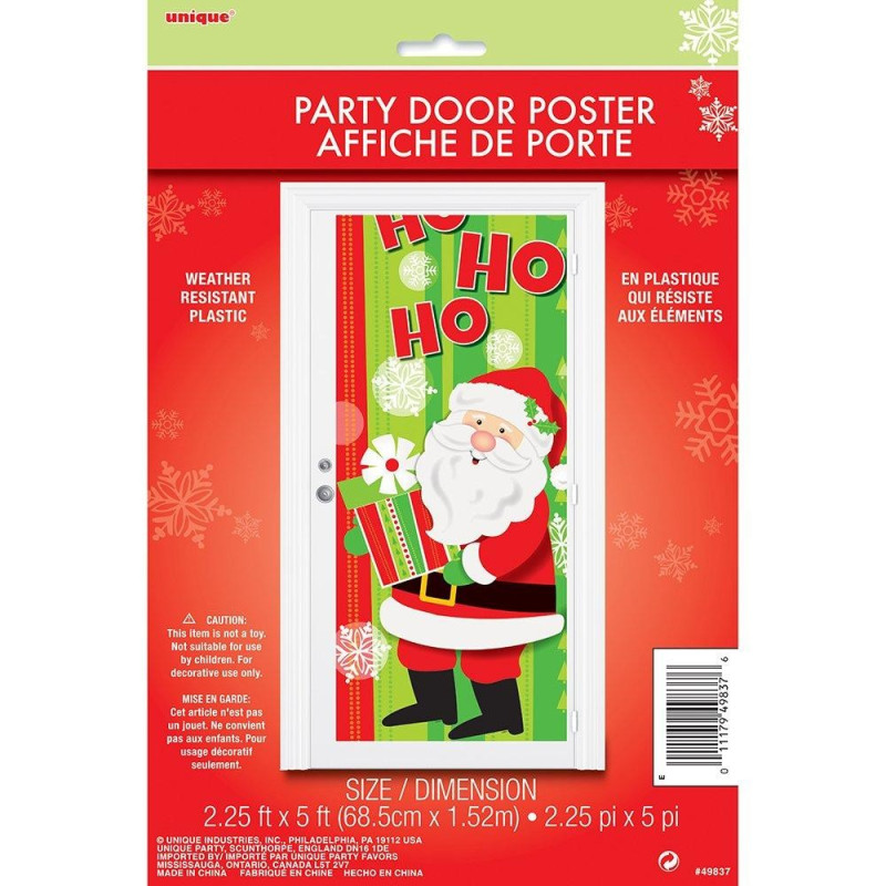 Festone Poste Porta con BABBO Natale - 68x152cm - Rosso e Verde