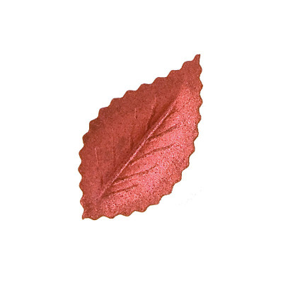 10 Foglie ROSSO perlato in Ostia - per decorazioni torte e dolci - 4,2cm