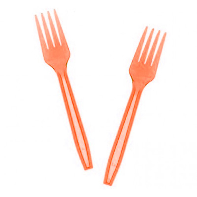 10 Forchette in plastica arancio riutilizzabili
