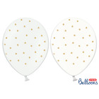 10 PALLONCINI in lattice Trasparenti e Bianchi con stampa STELLE ORO - Ø 12in / 30cm