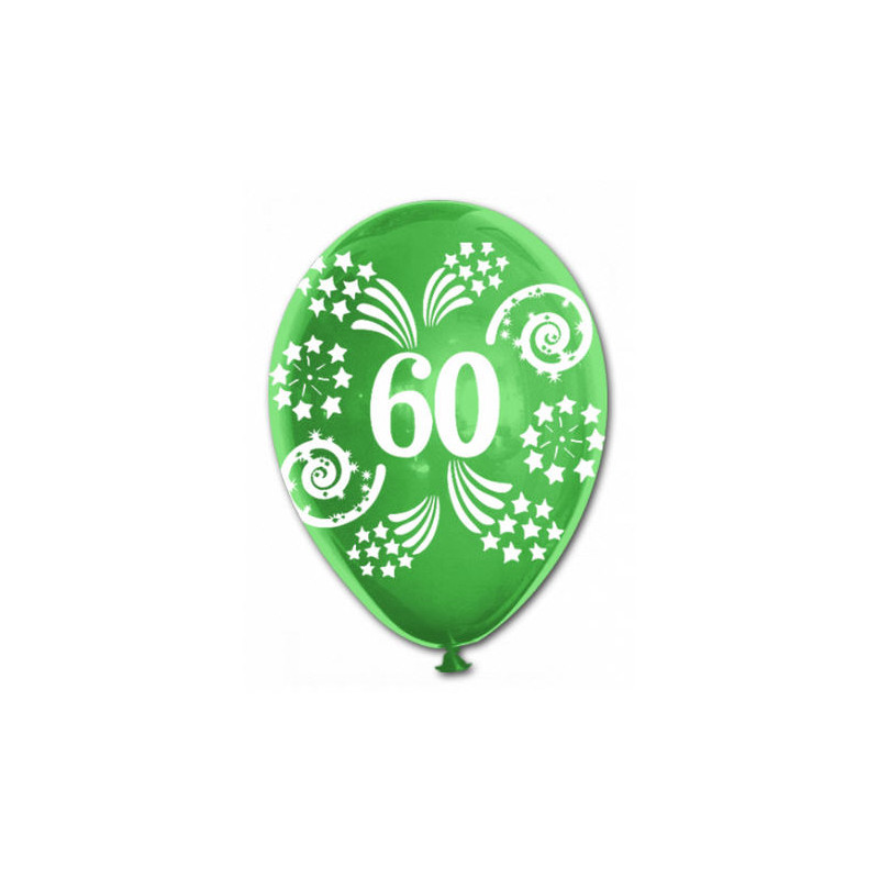 10 Pallone PALLONCINI in LATTICE stampa numero 60 colori assortiti - per  decorazione addobbo feste, party, 60 anni, anni