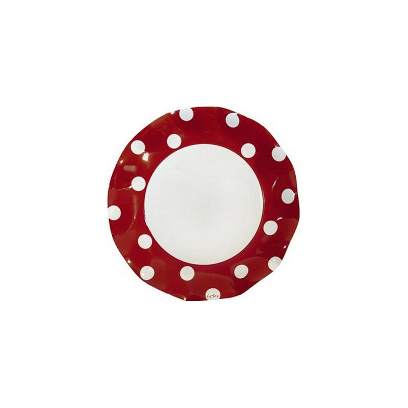10 Piatti grande Ø27cm POIS ROSSO in carta - addobbo decoro tavola