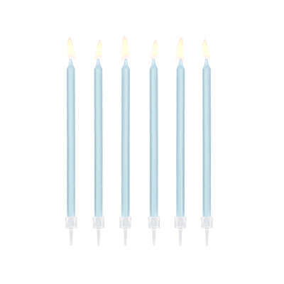 12 Candele Azzurro Baby Mezzo Stelo Matita - candeline in cera per torte H15cm