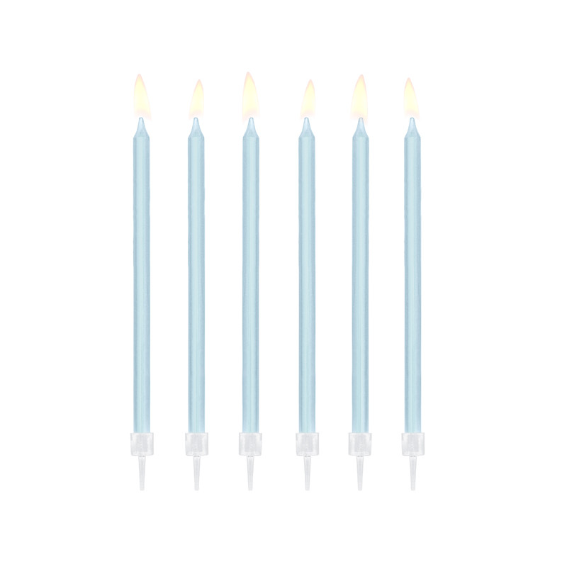 12 Candele Azzurro Baby Mezzo Stelo Matita - candeline in cera per torte H15cm