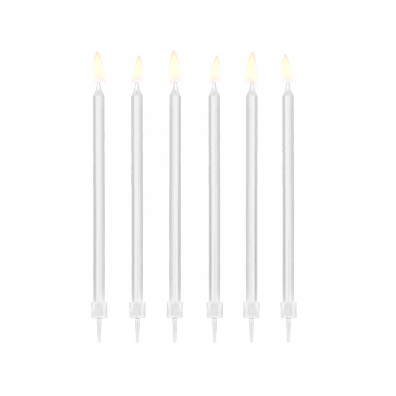 12 Candele Bianco Mezzo Stelo Matita - candeline in cera per torte H15cm