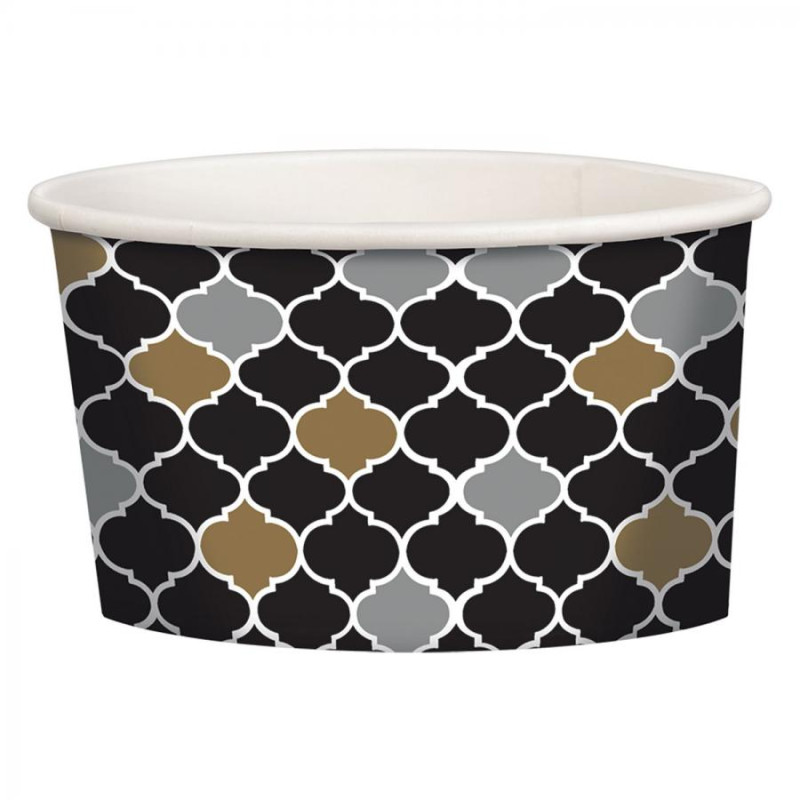 12 Coppe gelato Nero oro argento Ciotole tonde Contenitore in Carta per alimenti