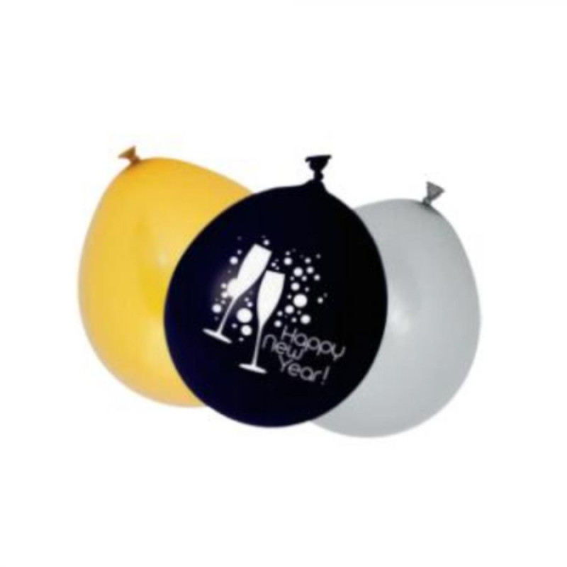 12 palloncini in lattice "Happy New Year" - ideali per decorare la tua festa di capodanno