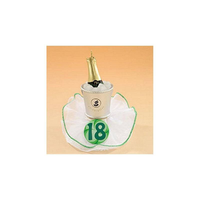 18 ANNI CON COCCARDA E CHAMPAGNE CANDELA CM 14