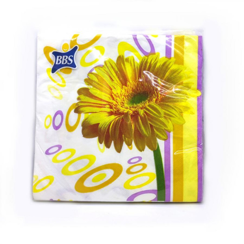20 Tovaglioli Happy Flower con GIRASOLE Giallo in carta - 33x33cm
