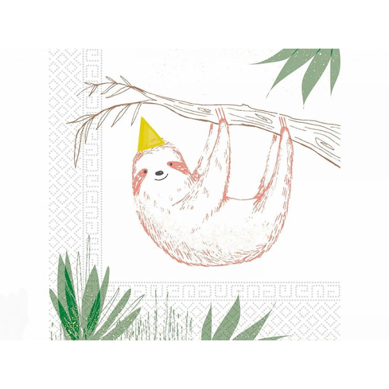 20 Tovaglioli in carta SAFARI con bradipo - decoro tavola Festa