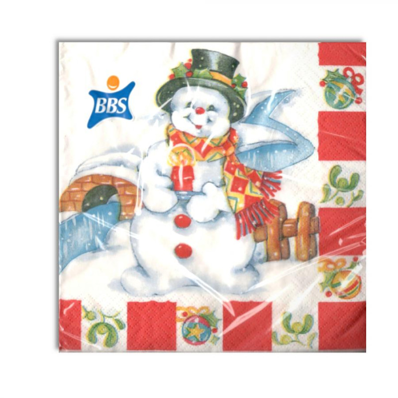 20 Tovaglioli Natalizi in carta PUPAZZO di Neve di Natale Capodanno - 33x33cm