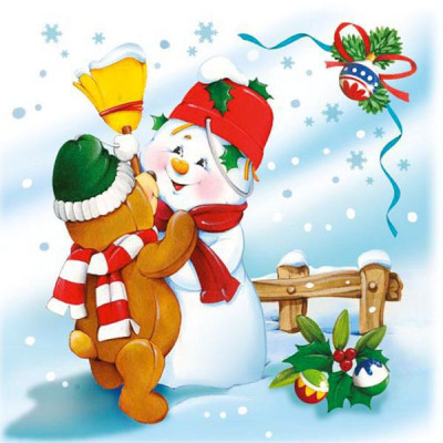 20 Tovaglioli Natalizi in carta PUPAZZO di Neve e Orsetto di Natale Capodanno