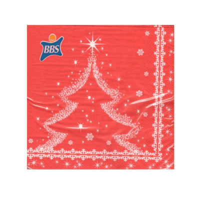 20 Tovaglioli Natalizi in carta SNOW TREE Rosso con Albero di Natale Capodanno