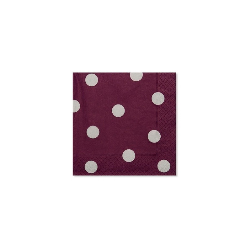 20 Tovaglioli POIS PRUGNA in carta monouso 33x33cm 3 veli - addobbo decoro tavola