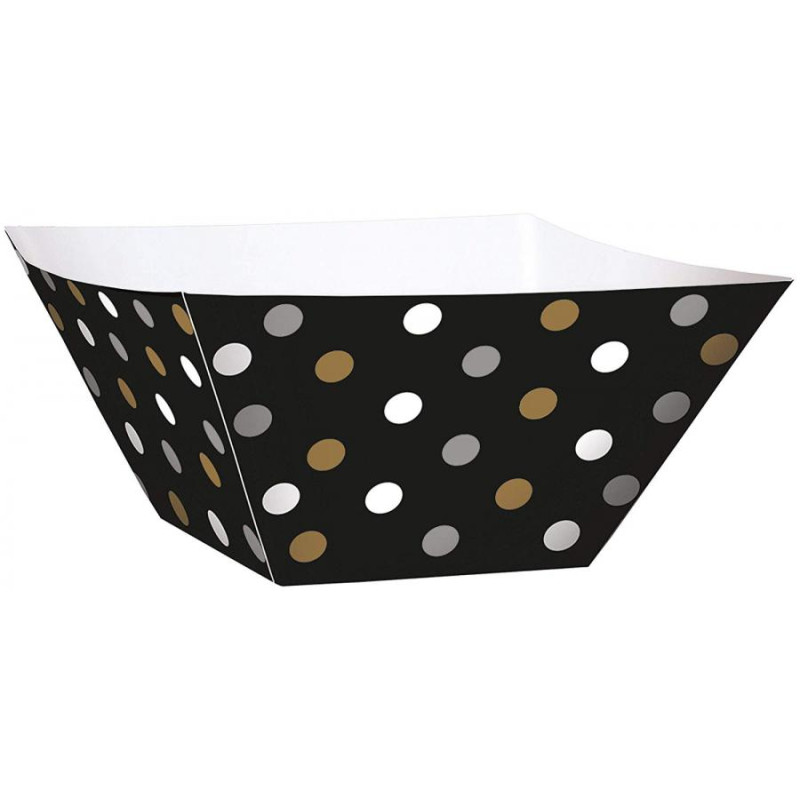 24 Ciotole quadrate NERE pois oro e Argento  - Contenitore in Carta per alimenti