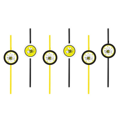 6 Cannucce tema APE gialle e nere - per decorazione feste bambini