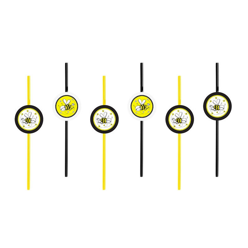 6 Cannucce tema APE gialle e nere - per decorazione feste bambini