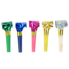 6 Trombette FISCHIETTI a LINGUA per feste CARNEVALE - colori assortiti (lucido)