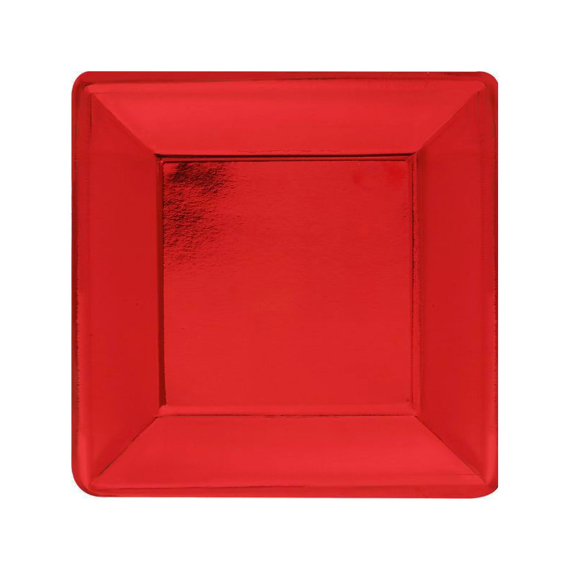 8  Piatti ROSSO Lucido in carta monouso 19x19cm - addobbo decoro tavola