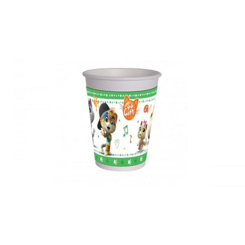 8 bicchieri 44 GATTI decoro Tavolo - in plastica monouso 200 ml