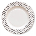 8 PIATTI ARGENTO Ø21cm in carta - CHEVRON SILVER - addobbo decoro tavola