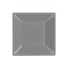 8 Piatti Argento Satinato in plastica riutilizzabile - patto quadrato 18x18cm