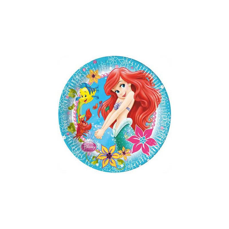 8 Piatti Ariel SIRENETTA Disney - in carta monouso 23cm