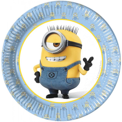 8 Piatti dessert MINION Cattivissimo Me - piatto in carta monouso 19,5cm