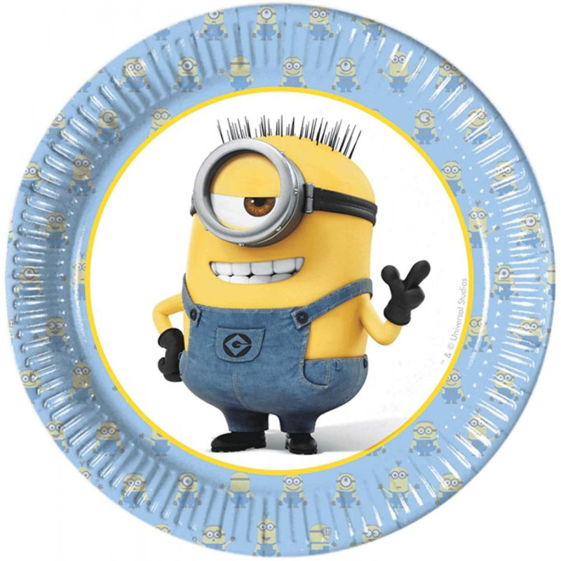 8 Piatti dessert MINION Cattivissimo Me - piatto in carta monouso 19,5cm