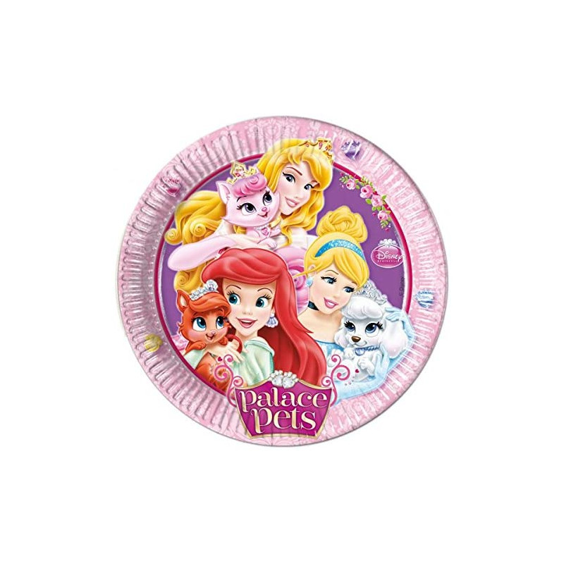 8 Piatti dessert Principesse Palace Pets Disney Ø23cm - festa per bambini