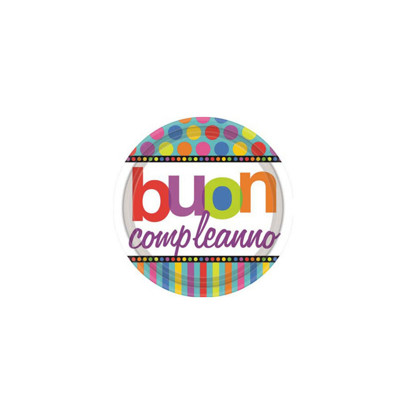 8 Piatti in carta 18cm BUON COMPLEANNO in carta - addobbo decoro tavola