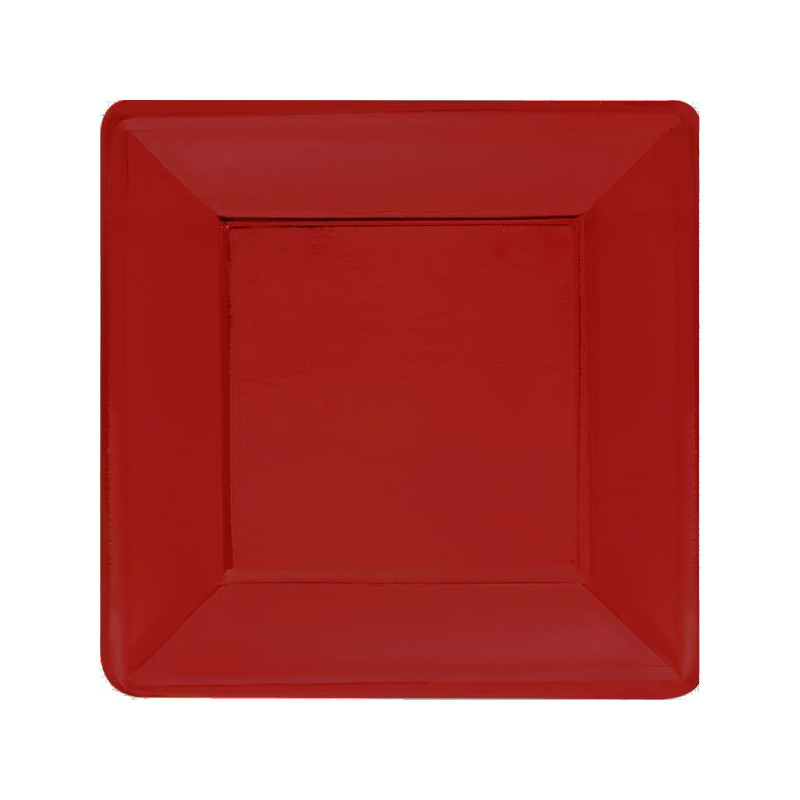 8 Piatti ROSSO in carta monouso 19x19cm - addobbo decoro tavola