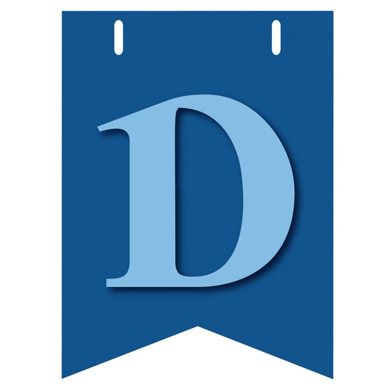 Bandiera LETTERA D in carta CELESTE - per la composizione di Festone personalizzato o composizione di NOME