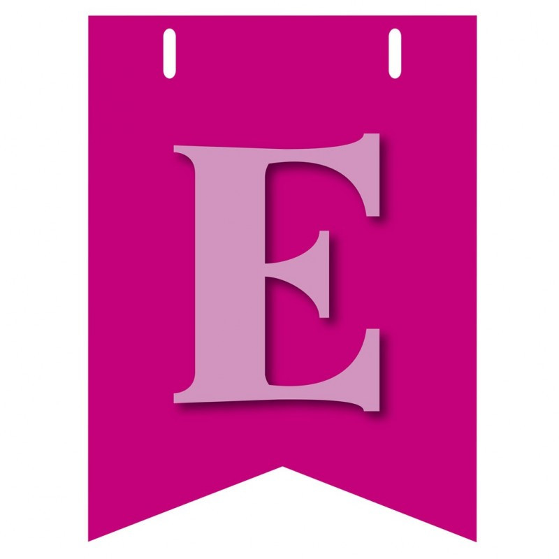 Bandiera LETTERA E in carta ROSA - per la composizione di Festone personalizzato o composizione di NOME