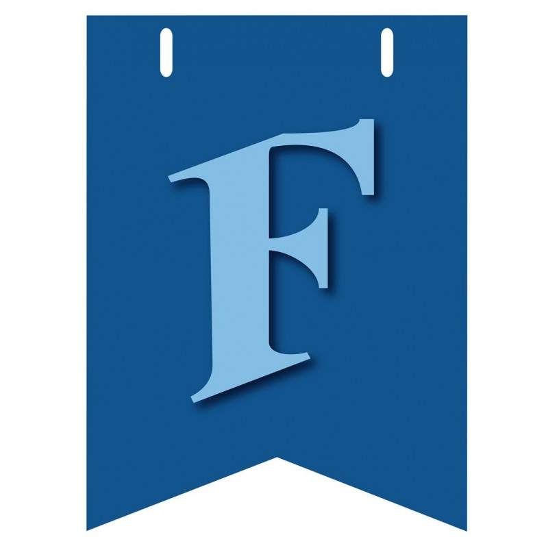 Bandiera LETTERA F in carta CELESTE - per la composizione di Festone personalizzato o composizione di NOME