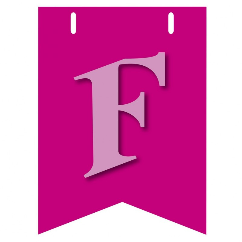 Bandiera LETTERA F in carta ROSA - per la composizione di Festone personalizzato o composizione di NOME