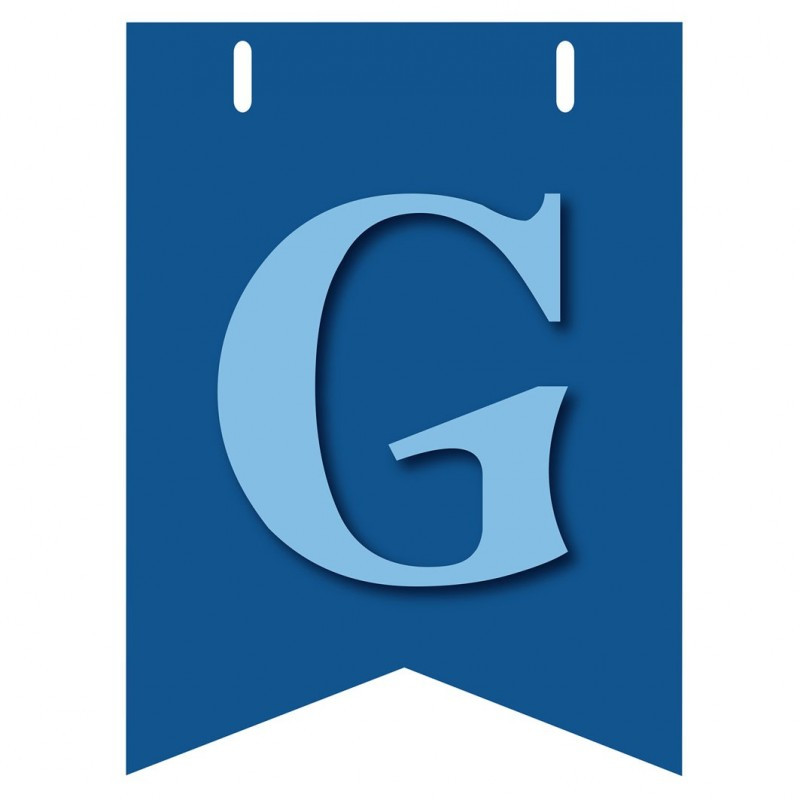 Bandiera LETTERA G in carta CELESTE - per la composizione di Festone personalizzato o composizione di NOME