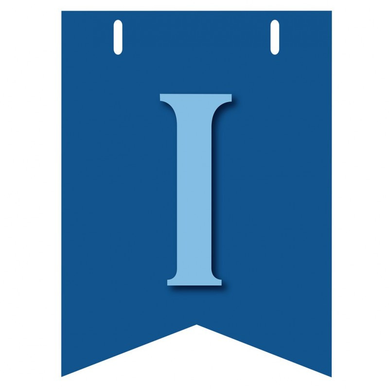 Bandiera LETTERA I in carta CELESTE - per la composizione di Festone personalizzato o composizione di NOME