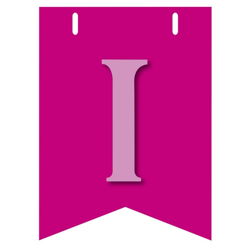 Bandiera LETTERA I in carta ROSA - per la composizione di Festone personalizzato o composizione di NOME