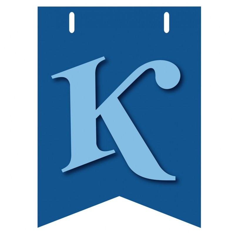 Bandiera LETTERA K in carta CELESTE - per la composizione di Festone personalizzato o composizione di NOME