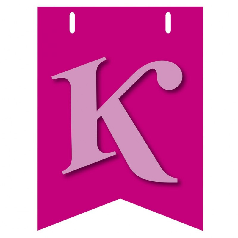 Bandiera LETTERA K in carta ROSA - per la composizione di Festone personalizzato o composizione di NOME