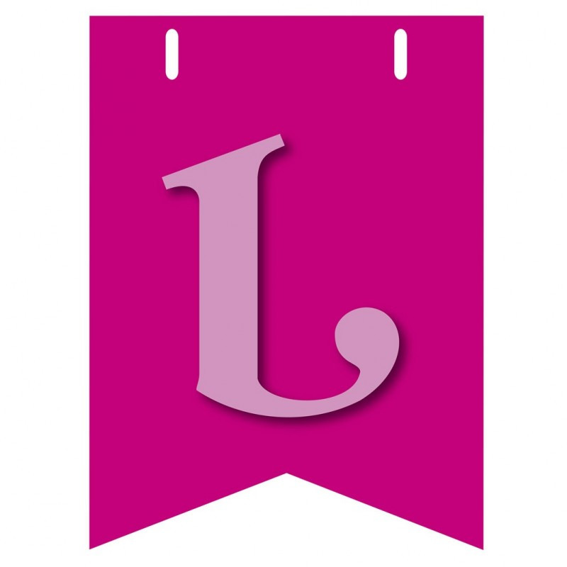 Bandiera LETTERA L in carta ROSA - per la composizione di Festone personalizzato o composizione di NOME