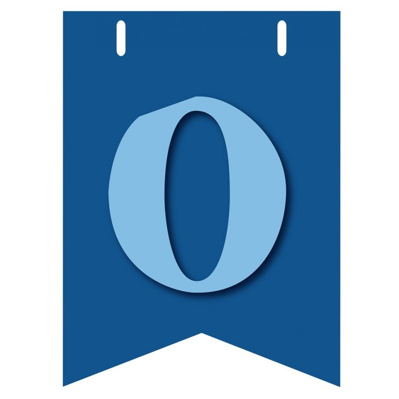 Bandiera LETTERA O in carta CELESTE - per la composizione di Festone personalizzato o composizione di NOME