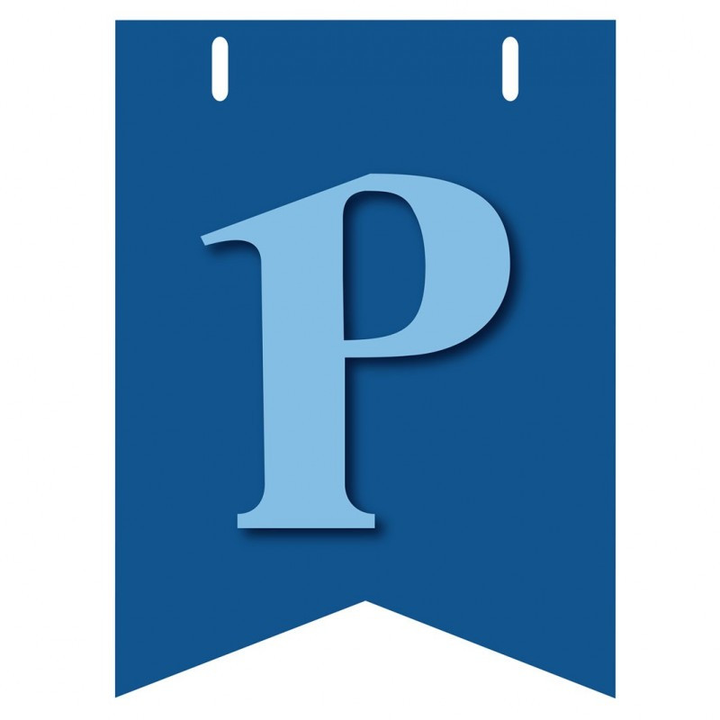 Bandiera LETTERA P in carta CELESTE - per la composizione di Festone personalizzato o composizione di NOME