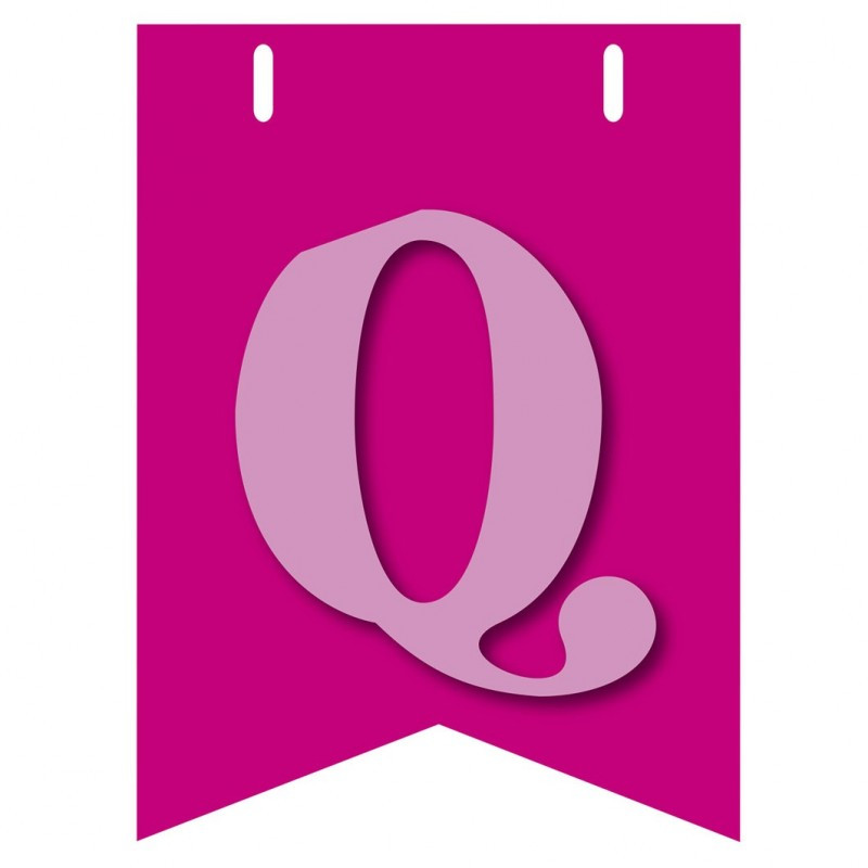 Bandiera LETTERA Q in carta ROSA - per la composizione di Festone personalizzato o composizione di NOME